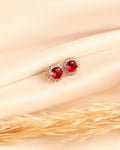 Ruby Red Halo Studs earring