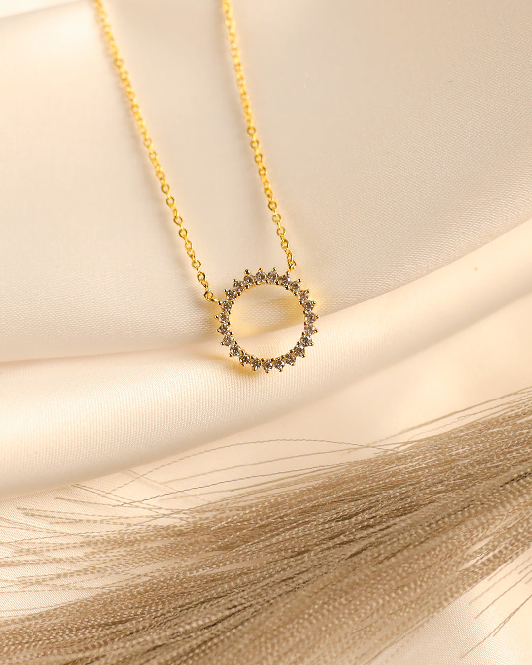 Royal Sun Circle Gold Plated Necklace
