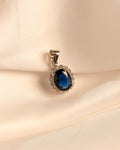 Oval Royal Blue Halo Pendant