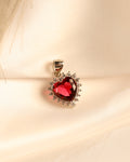Silver Ruby-Red Heart Pendant