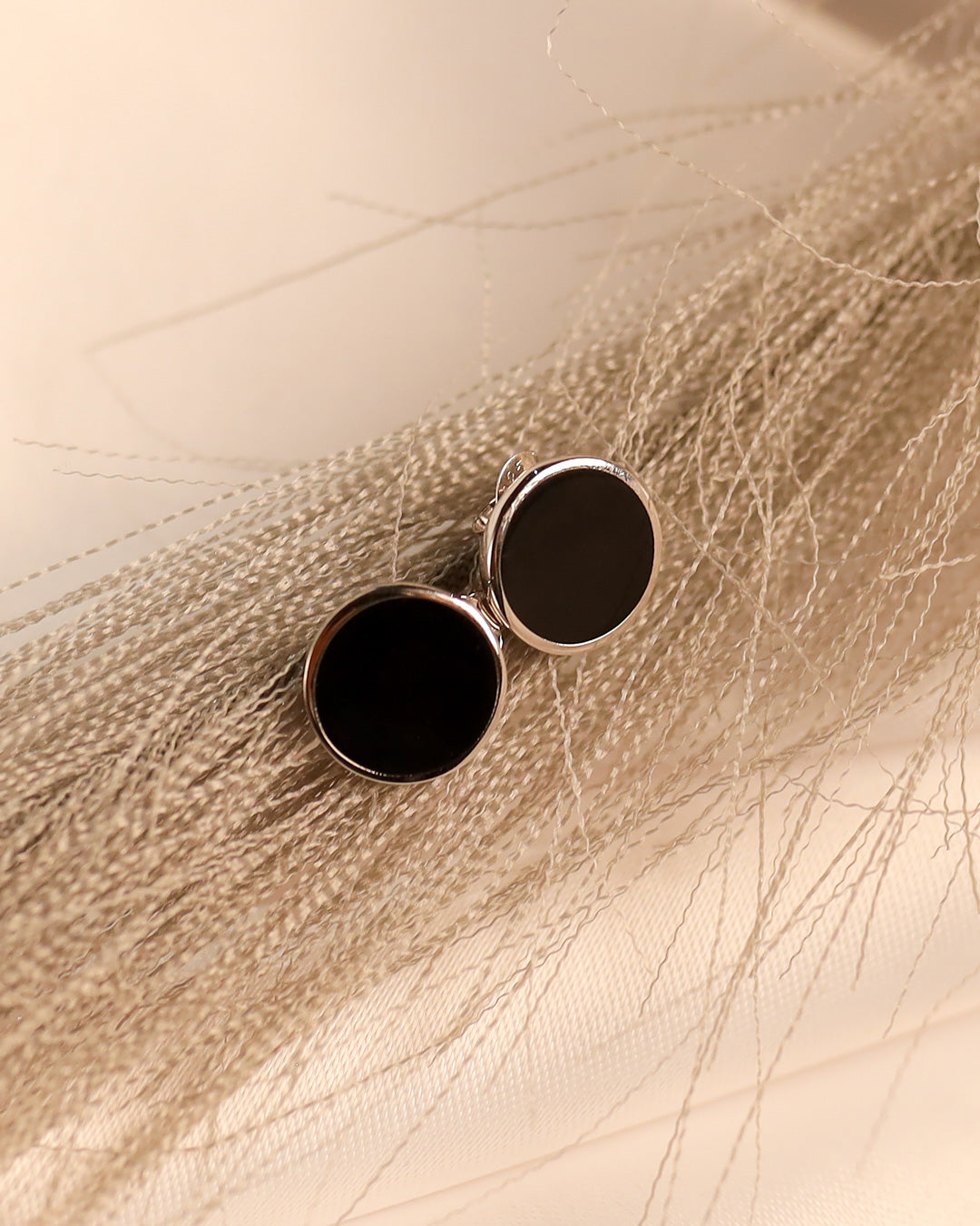 Onyx Halo Studs earring