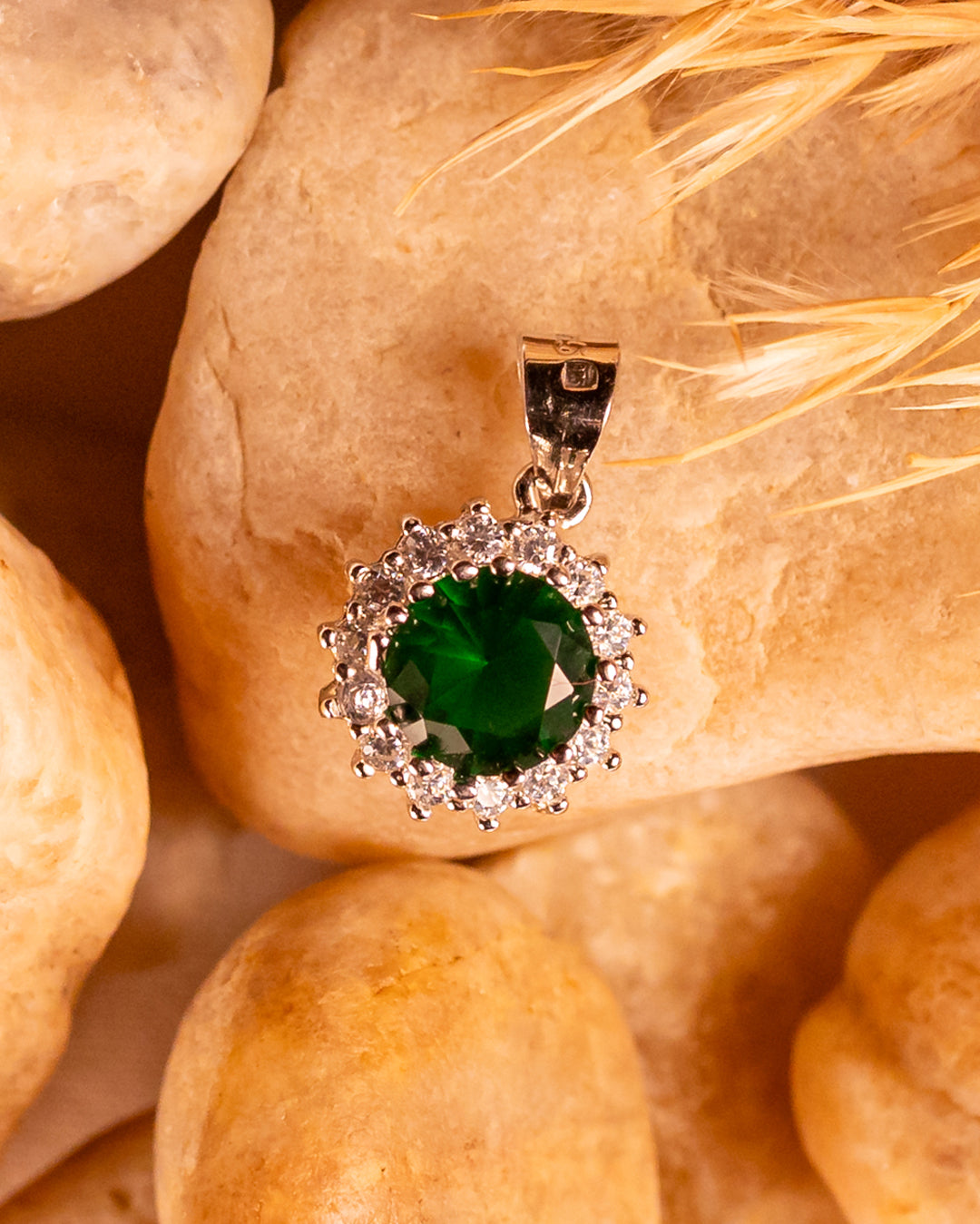 Royal Emerald Halo Pendant