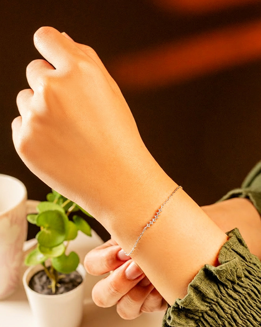 Sterling Silver Five-Star Minimalist Bracelet