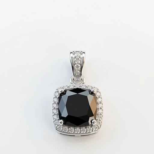 Black Onyx Style Halo Pendant
