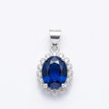 Oval Royal Blue Halo Pendant