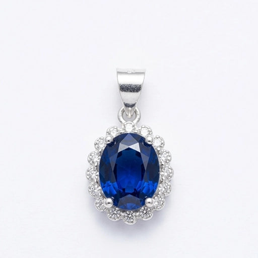 Oval Royal Blue Halo Pendant