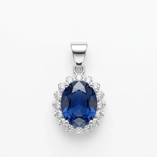 Oval Royal Blue Halo Pendant