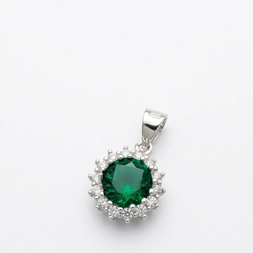 Royal Emerald Halo Pendant