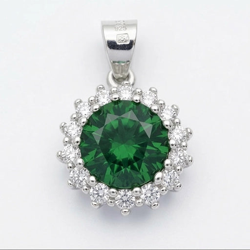 Royal Emerald Halo Pendant