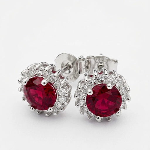 Ruby Red Halo Studs earring