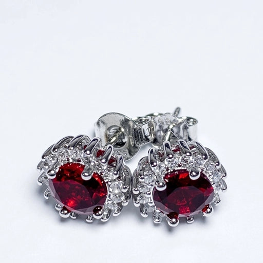 Ruby Red Halo Studs earring