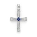Silver Cross with Blue Sapphire Accent