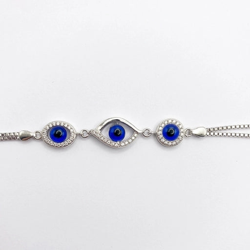 Silver Evil Eye Triple Bracelet
