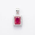 Silver Rectangular Ruby Pendant
