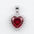 Silver Ruby-Red Heart Pendant