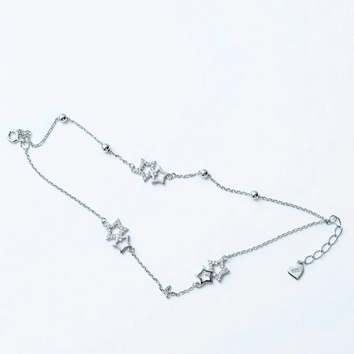 Sterling Silver Interlocking Stars Anklet