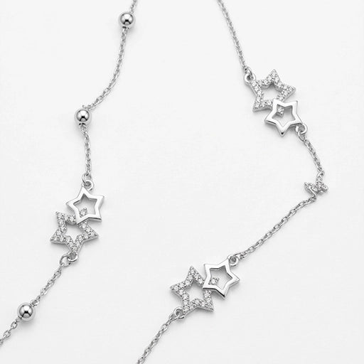 Sterling Silver Interlocking Stars Anklet