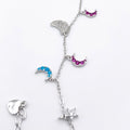 Sterling Silver Multi-Color Moon & Stars Anklet