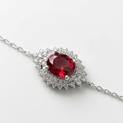 Sterling Silver Princess Crown Ruby Bracelet