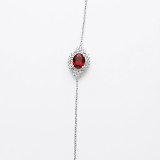 Sterling Silver Princess Crown Ruby Bracelet