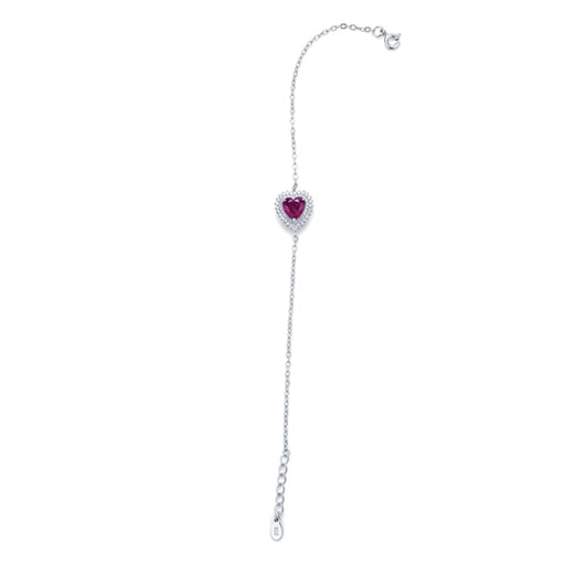 Sterling Silver Ruby Heart Bracelet