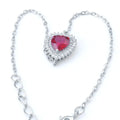 Sterling Silver Ruby Heart Bracelet