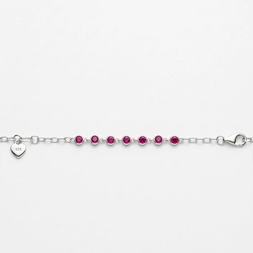 Sterling Silver Ruby Station Bracelet