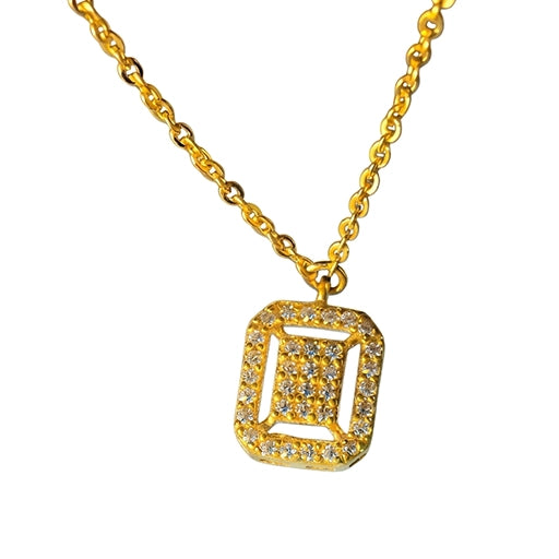 Royal Rectangle Gold Plated Necklace